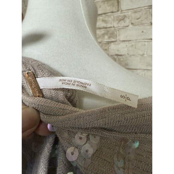 Free People Dusty Pink Sequin Oversized Sweater Small Boho‎ Fairy Cottage - Picture 5 of 9